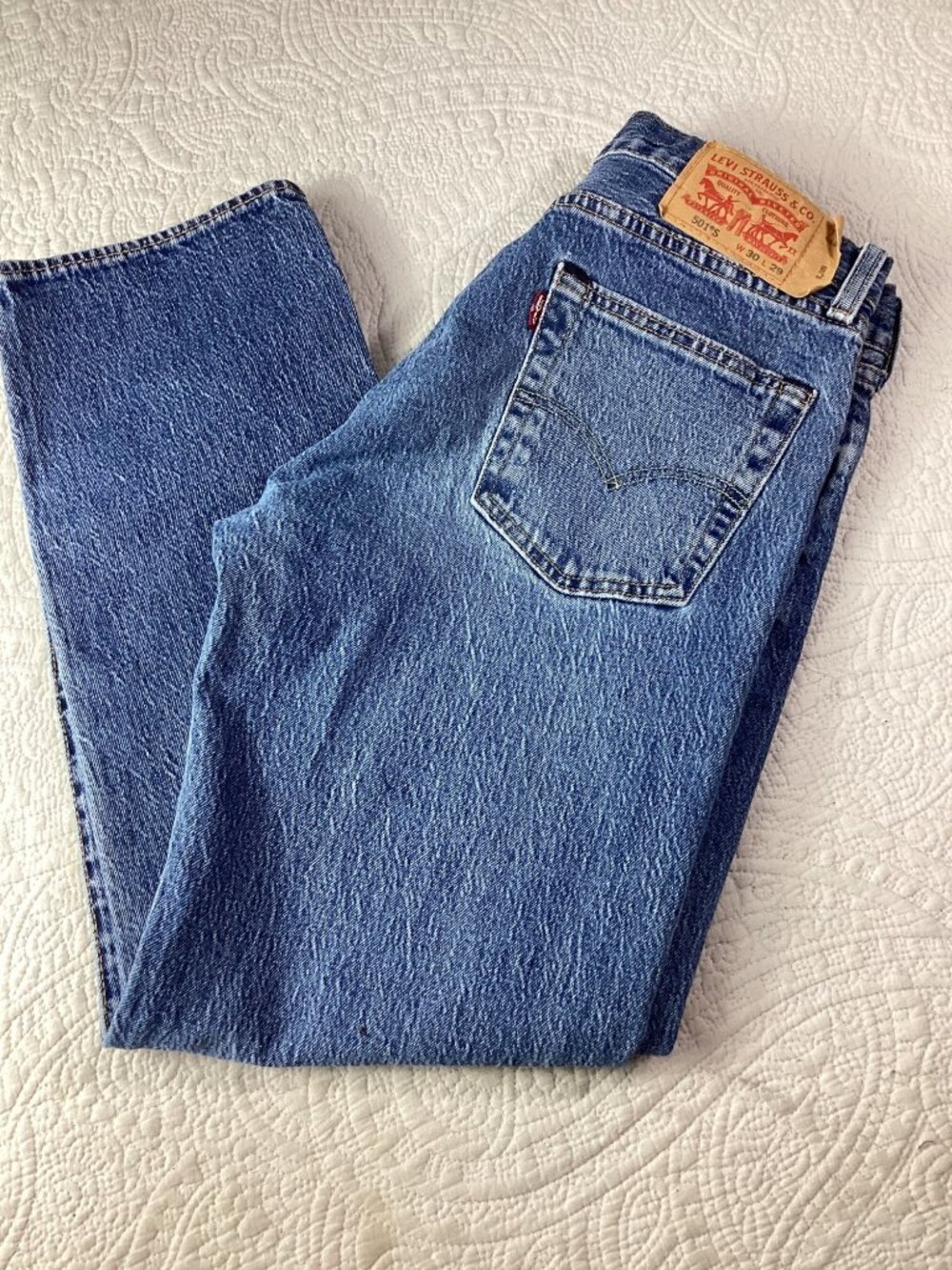 Levis 501 Mens Straight-Leg Jeans W30 L29 Vintage Blue Denim Classic Fit*EUC